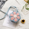 Cute light blue and pink flower crossbody bag for girls in high-quality PU leather - Blue