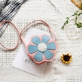 Pink and blue flower-shaped mini crossbody bag for kids in high-quality PU leather - Pink