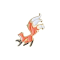 Süße Neunschwänzige Fuchs Emaille-Brosche in Orange und Weiß mit Gold-Metallrahmen - Cartoon Neunschwänziger Fuchs Stil (XZ2535)