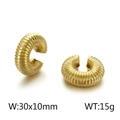Golden hollow C-shaped ear cuffs with wave texture made of stainless steel for women - Gold Screw-thread
