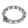 Vintage stainless steel men's bracelet with engraved pattern and rectangular totem links - Vintage Carved Style (KB161370-KJX)