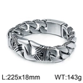 Herren Armband aus 316L Edelstahl in Silberoptik, Vintage-Panzerkette, 18mm breit 225mm - A-Stil Armband (KB104117-BD) / 17cm