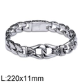 Vintage Silber Edelstahl Panzerarmband mit Totem Gravur für Männer 220x11mm - C-Stil Armband (KB15402-D) / 21cm