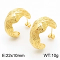 Orecchini a C dorati stile vintage francese con texture a pieghe da 22x10mm - Stile Plissettato a Forma di C Dorato (KE112256-MZOZ)