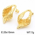 Irregular geometric gold earrings with textured hammered finish and minimalist organic style - Irregular Textured Hoop Design (KE112261-MZOZ)