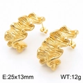 Pendientes dorados vintage de 25x13mm con un acabado de metal cepillado fino - Estilo Arrugado de Onda Irregular (KE112263-MZOZ)