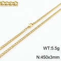 Classic golden stainless steel curb chain necklace 450x3mm with lobster clasp - 45cm / Gold 3mm