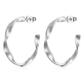 Pendientes de aro irregulares en forma de C de acero inoxidable plateado para mujer - Forma C Torsonada / Color Acero