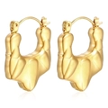 Chunky irregular molten lava textured hoop earrings with 18K gold plating finish - Lava Texture Thick Hoop Gold (MS-279)