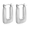 Symmetric studio shot of textured 18K silver-plated stainless steel rectangular earrings - Textured U-Shape Steel (MS-274)