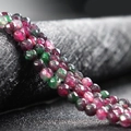 Perle di agata lucida da 4mm in rosso verde e nero per la creazione di gioielli fai da te - Colore Tormalina