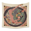 Bohemian tarot style tapestry featuring a mystical female figure with floral and moon motifs - 73X95CM/Brushed Fabric / Orange-Pink Occult Symbols (GT330015)