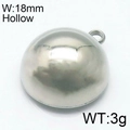 Colgante de media bola hueca plateada de 18mm con pequeño anillo superior metálico - Estilo Pequeño de un Solo Aro Color Acero (KLJ6532-Z) / 18mm