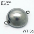 Conector semiesférico hueco de 18mm en acero inoxidable con anillos laterales dobles plateados - Estilo Pequeño de Doble Aro Color Acero (KLJ6534-Z) / 18mm
