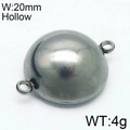 Colgante semicírculo hueco 20mm de acero gris oscuro para creación de joyería - Estilo Grande de Doble Aro Color Acero (KLJ6535-Z) / 20mm
