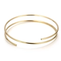 Brazalete abierto de acero inoxidable chapado en oro con doble espiral y diseño minimalista - Brazalete de Espiral de Doble Capa (KLJ5730-Z) / Color Dorado (KLJ5730-Z)