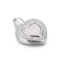 Macro view of silver heart locket pendant with engraved patterns and screw cap detail - Steel Color (KLJ5874-Z)