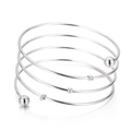 Detail of minimalist five-layer silver spiral bracelet with polished bead accents - Silver Style (KLJ5735-Z)