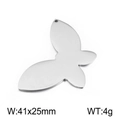 Ciondolo a farfalla lucido in acciaio inossidabile argento, misure 41x25mm e peso 4g - Colore Acciaio (KLJ2394-Z)