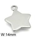 14mm silver pentagram star pendant in stainless steel for DIY jewelry making - Steel Color (KLJ4789-Z)