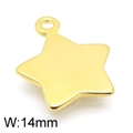 Polished golden stainless steel star pendant with hanging ring, 14mm width variant - Gold Color (KLJ4790-Z)