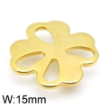 Colgante de trébol hueco dorado en acero inoxidable con detalle de ancho de 15mm - 15mm / Estilo Dorado (KLJ4786-Z)