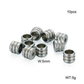 Set of 10 cylindrical stainless steel spacer beads with triple groove design for DIY bracelets - 10 Pcs/Pack / Cylindrical Triple-Ring Groove (KLJ2322-Z)