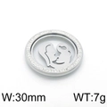 Ciondolo circolare 30mm in acciaio argento con strass e sagoma traforata madre-figlio - Colore Acciaio Stile Madre Figlio Traforato (KLJ3568-Z)