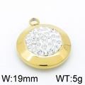 Colgante redondo de acero dorado de 19mm con incrustaciones de cristales brillantes - Color Dorado (KLJ3595-Z)