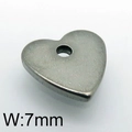 7mm heart-shaped stainless steel pendant in antique silver finish for DIY jewelry - Solid Heart Steel Color (KLJ4771-Z) / 7mm