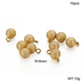 Set mit 10 vergoldeten 6mm Edelstahlperlen, mattierte Anhänger mit Schlaufenringen - Gold 6mm (KLJ2251-Z)