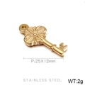 Colgante llave trébol dorado de acero inoxidable, 25x12mm, para crear joyas DIY - Estilo de Llave de Trébol de Oro (KLJ345-Z)