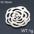 Silberner hohler Rosenblüten-Anhänger mit 19mm Breite und 1g Gewicht in polierter Optik - 19mm Hohlrose (KLJ6513-Z) / Stahlfarbe