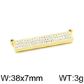 Ciondolo rettangolare dorato in acciaio inossidabile con tre file di strass, 38x7mm - Stile Oro (KLJ3582-Z)