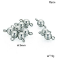 10-piece pack of 6mm silver magnetic ball clasps for stainless steel jewelry making - 10Pcs Silver 6mm Round Magnetic Buckle (KLJ2259-Z)