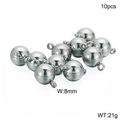 Set of 10 pieces 8mm silver stainless steel ball charms for DIY jewelry making - 10Pcs Silver 8mm Round Magnetic Buckle (KLJ2260-Z)
