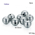 Otto pezzi di perline cave in acciaio inossidabile lucido da 14mm per gioielli - Stile Cavo / 14mm (10 Pezzi/Confezione)
