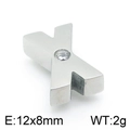 Silver stainless steel letter X charm with a crystal rhinestone and size measurements - 12x8mm / Silver (KLJ4440-Z)