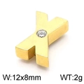 Golden stainless steel letter X pendant with round crystal stone, 12x8mm size - 12x8mm / Gold (KLJ5527-Z)