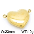 Colgante de corazón dorado pulido con conectores dobles, 23 mm de ancho y 10 g de peso - Ancho 23mm / Dorado (KLJ4903-Z)