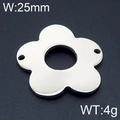 Colgante de flor plateada para joyas DIY, ancho 25mm y peso 4g con perforaciones - Color Acero 25mm (KLJ6496-Z)