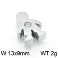 Polierter Edelstahl-Anhänger in Jungenform mit Kristalleinlage in Silber, 13x9mm - Stahlfarbenes Jungen-Design (KLJ4432-Z)