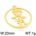 Colgante redondo calado de acero dorado con diseño de niño, 20mm de ancho para bisutería - Niño (KLJ4880-Z) / Dorado