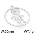 Colgante de niño hueco de acero inoxidable de 20mm para joyería DIY que pesa 1g - Niño (KLJ4881-Z) / Color Acero