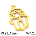 Colgante Mano de Fátima dorado con estrella de David, charm de acero inox de 28x18mm - 28*18mm / Dorado