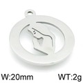 Silver stainless steel pendant with Virgin Mary silhouette 20mm width and 2g weight - Virgin Mary Silhouette Round Style (KLJ4870-Z) / Steel / 20mm