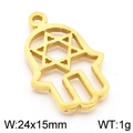 Colgante Mano de Fátima dorado con Estrella de David, dije de acero de 24x15mm - 24*15mm / Dorado