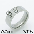 Anillo de acero inoxidable plateado pulido de 7mm con tres mini anillos decorativos - US 6 / Color Acero (KLJ3910-Z)