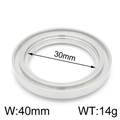 Anillo geométrico de acero inoxidable plateado para bisutería con diámetro interno 30mm - 40mm (5 Piezas/Paquete) / Color Acero