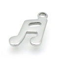 Colgante nota musical plateada 11x7mm de acero inoxidable pulido fino - 11x7mm / Color Acero (KLJ4809-Z)